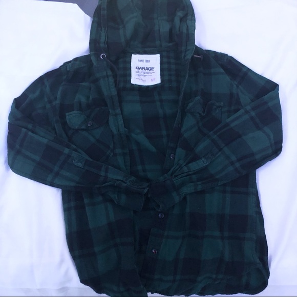 Green Plaid Flannel with Hood - Picture 4 of 4